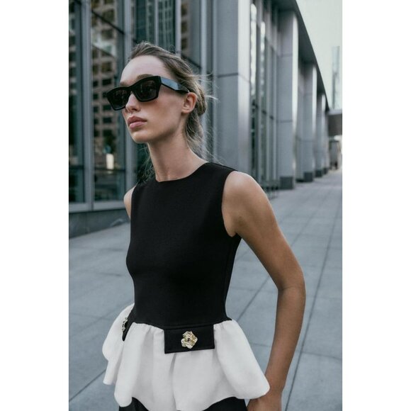 ZARA CONTRAST STRETCH TOP - Picture 3 of 6